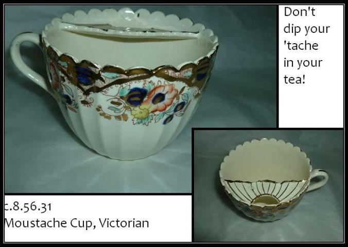 A Victorian moustache teacup... wonderful!