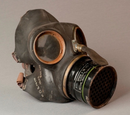 STOPM: 2013.26.1 -  ARP Gas Mask made by Siebe Gorman & Co. Ltd (photographed by Terry Mullaney, Design & Interpretation Officer)